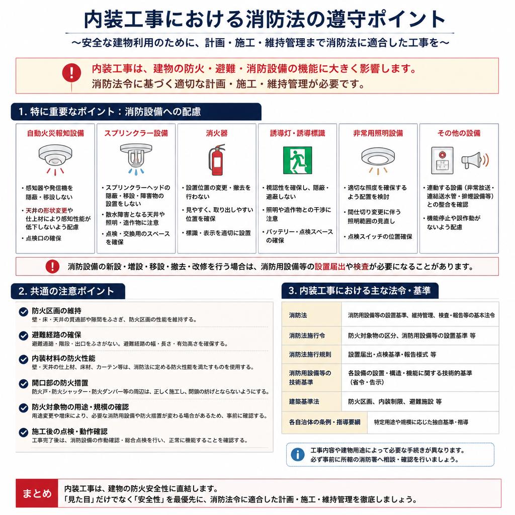 4. 消防法に基づく内装工事の注意点