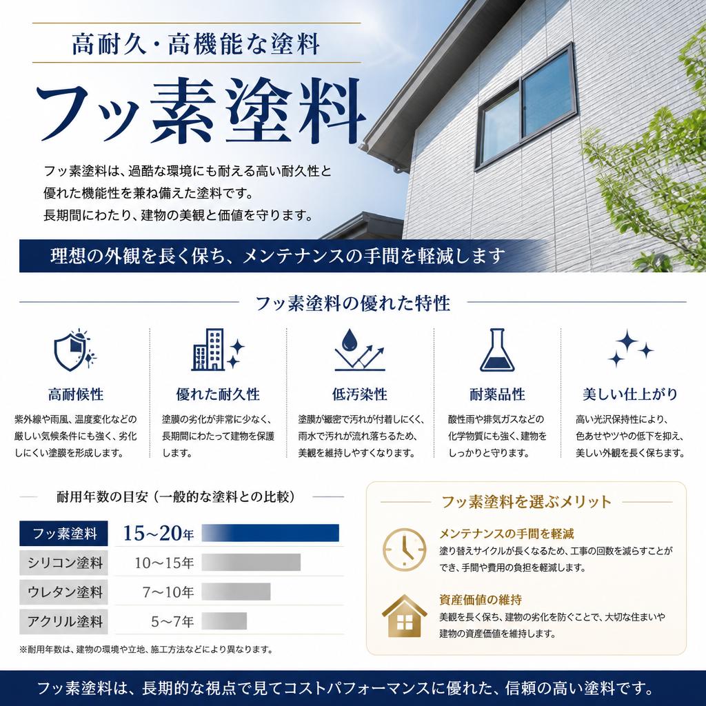 フッ素塗料の特徴と耐用年数