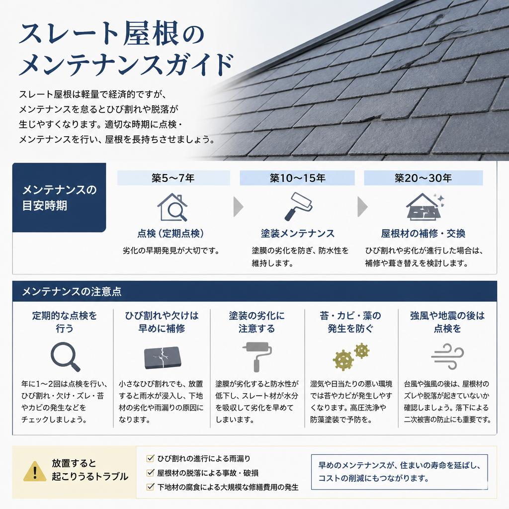 スレート屋根の特徴とメンテナンス時期