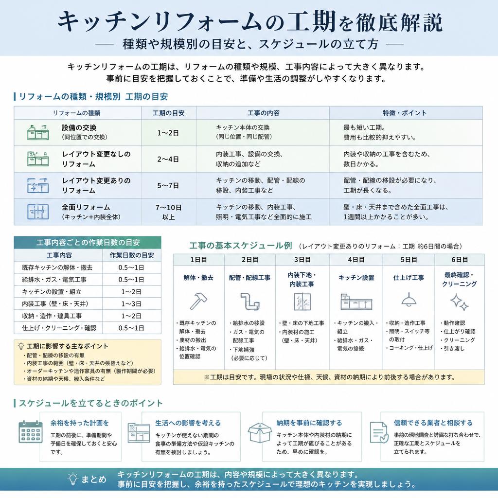 4. 工期の目安｜リフォームにかかる時間は？