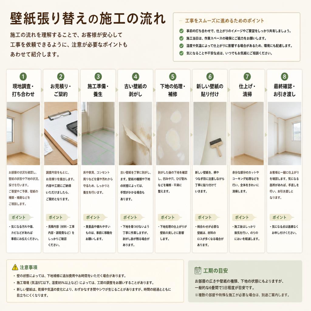 施工の流れと注意点