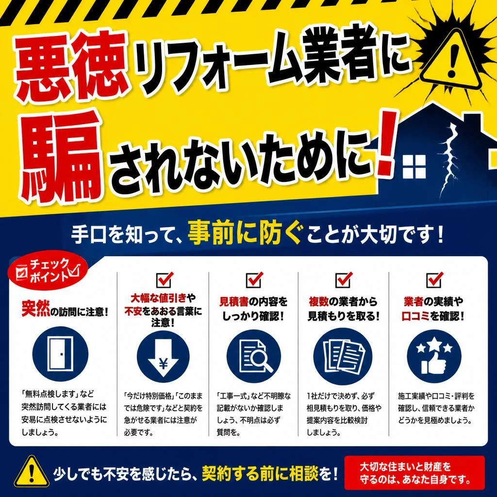 悪徳リフォーム業者の手口と見分け方！契約前に確認すべき3つのポイント