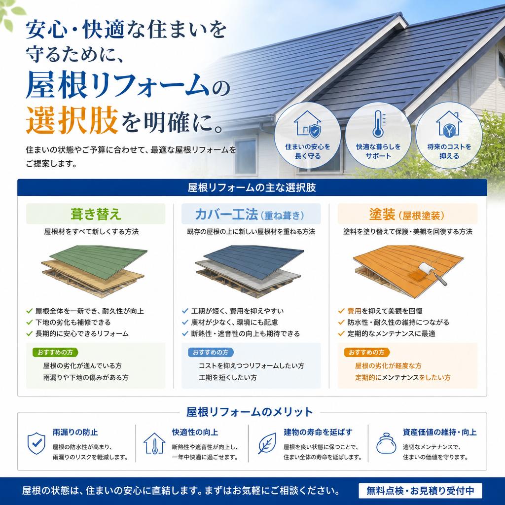 屋根の「カバー工法」とは？葺き替え工事との費用比較と選ぶ基準