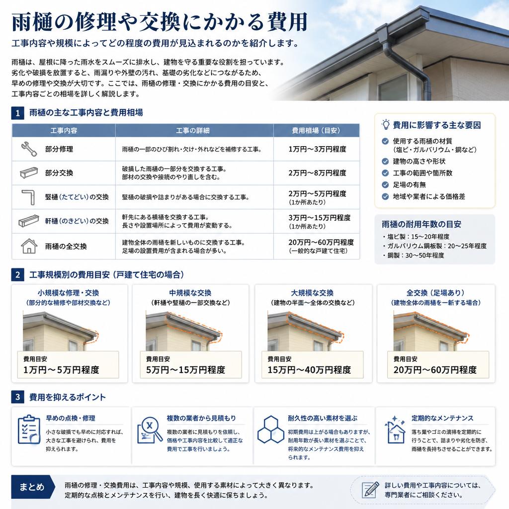 修理と交換の費用について