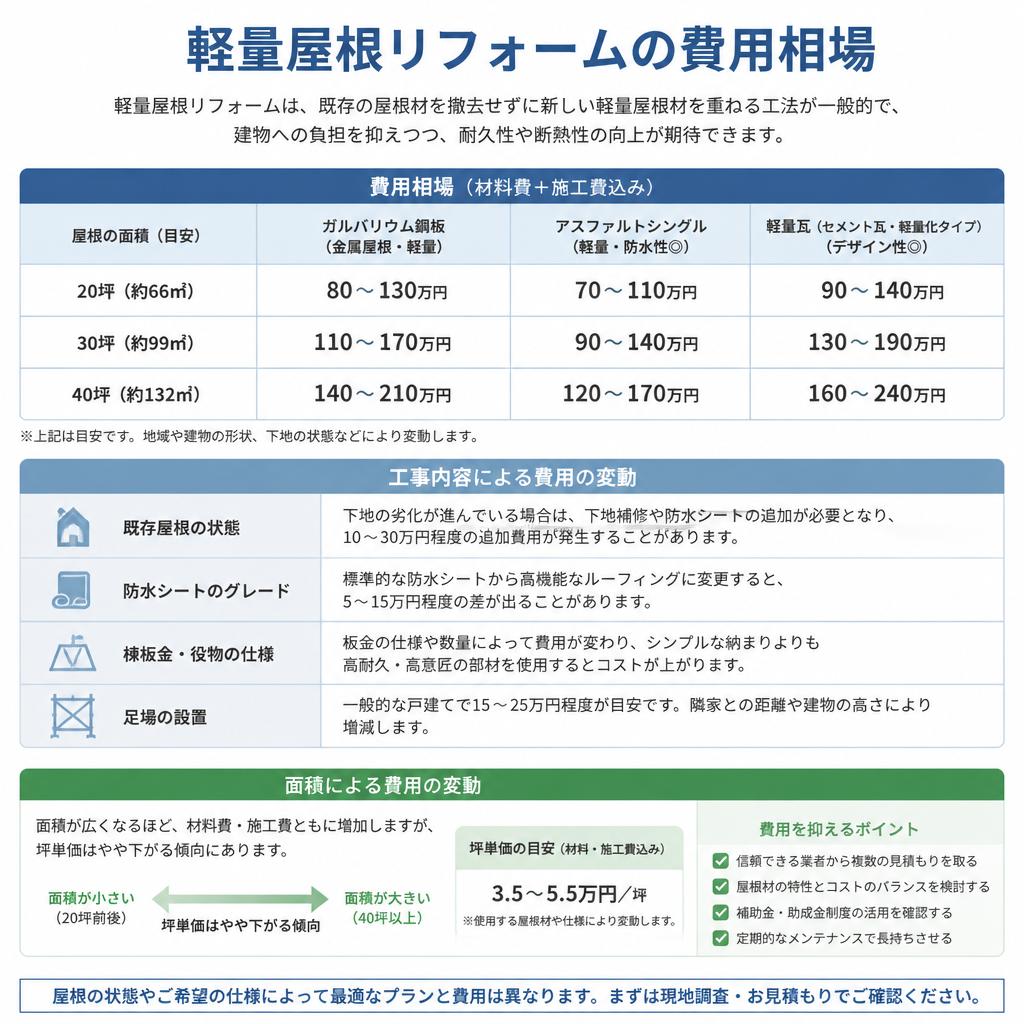 4. 軽量屋根リフォームの費用相場