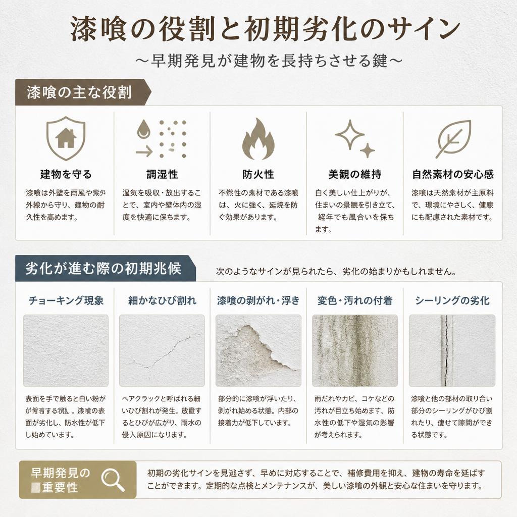 漆喰の役割と劣化の兆候