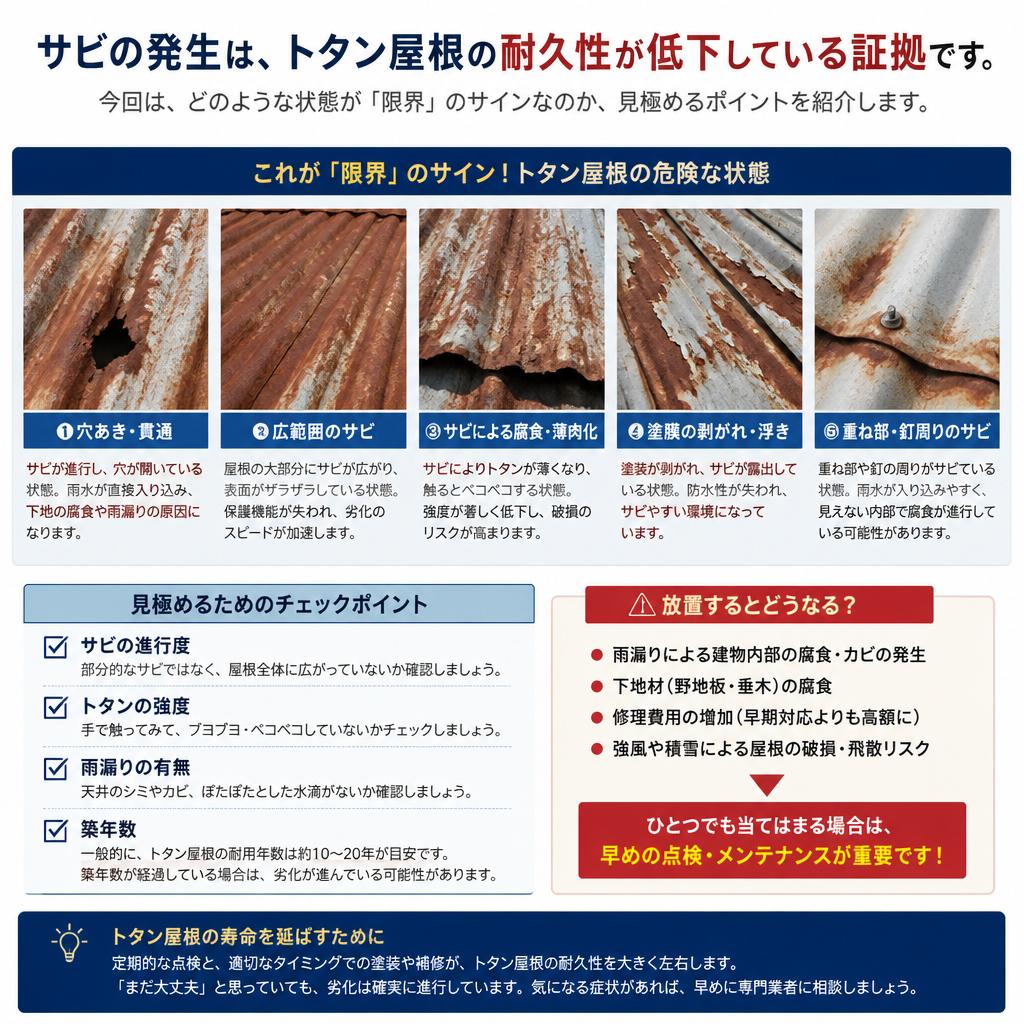 トタン屋根のサビが限界のサイン