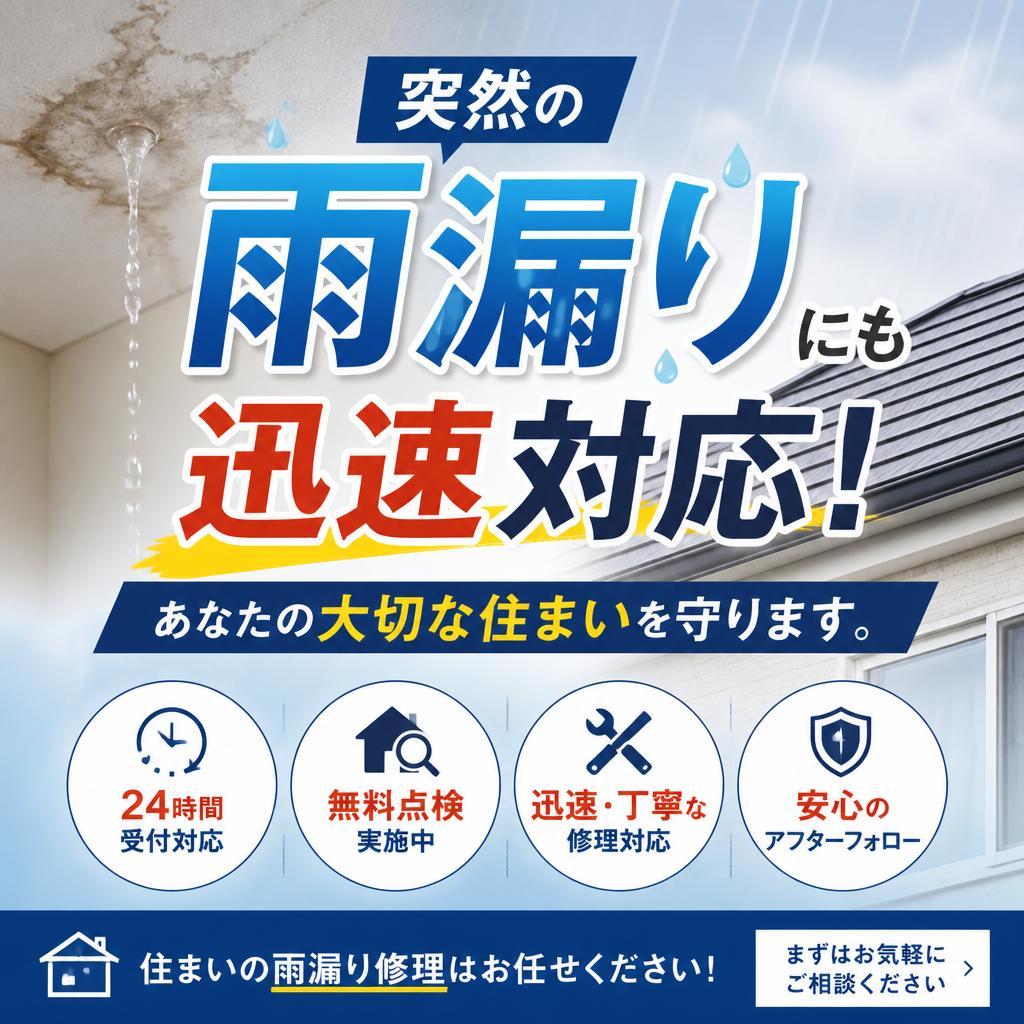 さいたま市内で夜間・休日に突然の雨漏り！緊急対応を依頼する際の注意点
