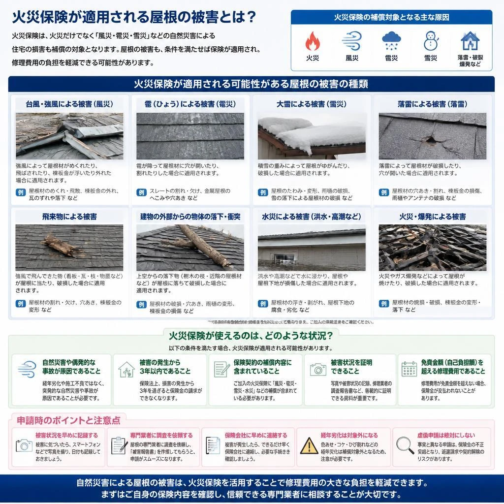火災保険の対象となる屋根の被害とは？