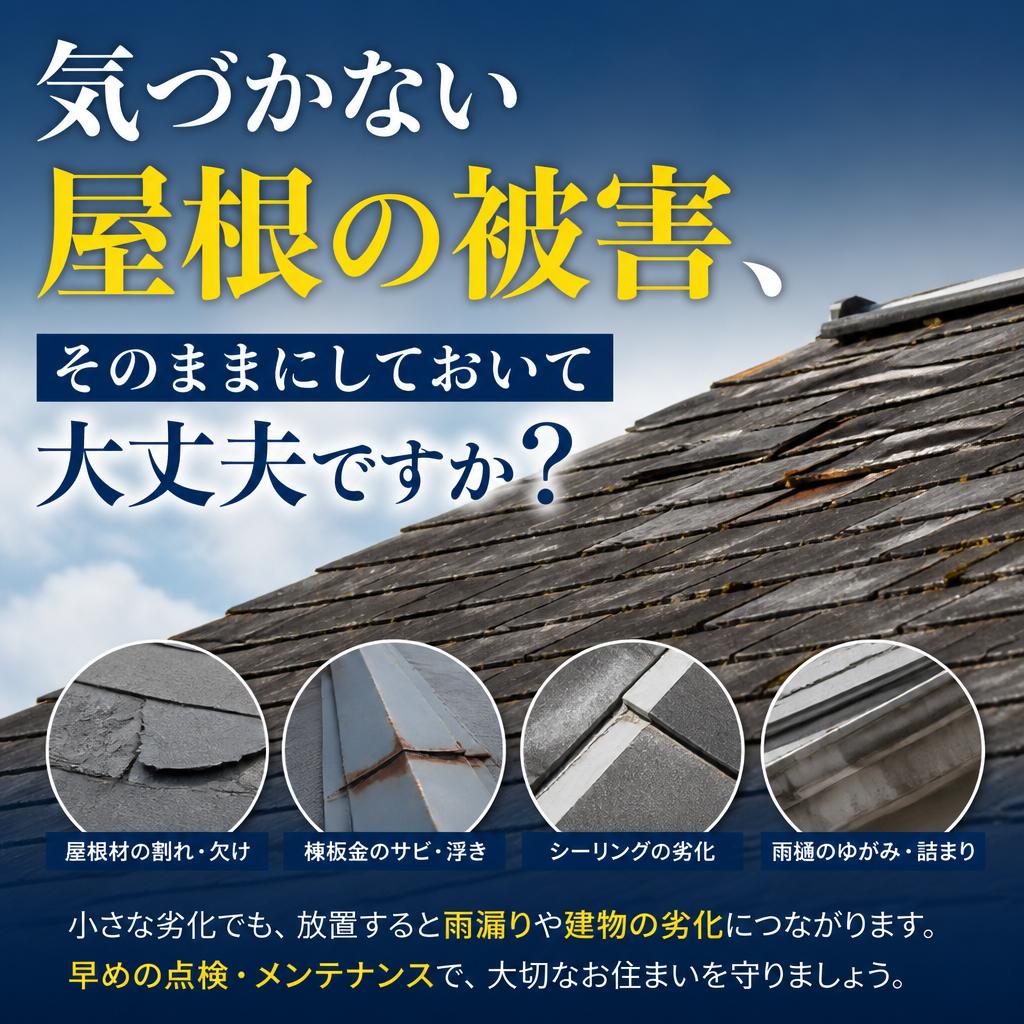 気づかない屋根の被害、そのままにしておいて大丈夫ですか？