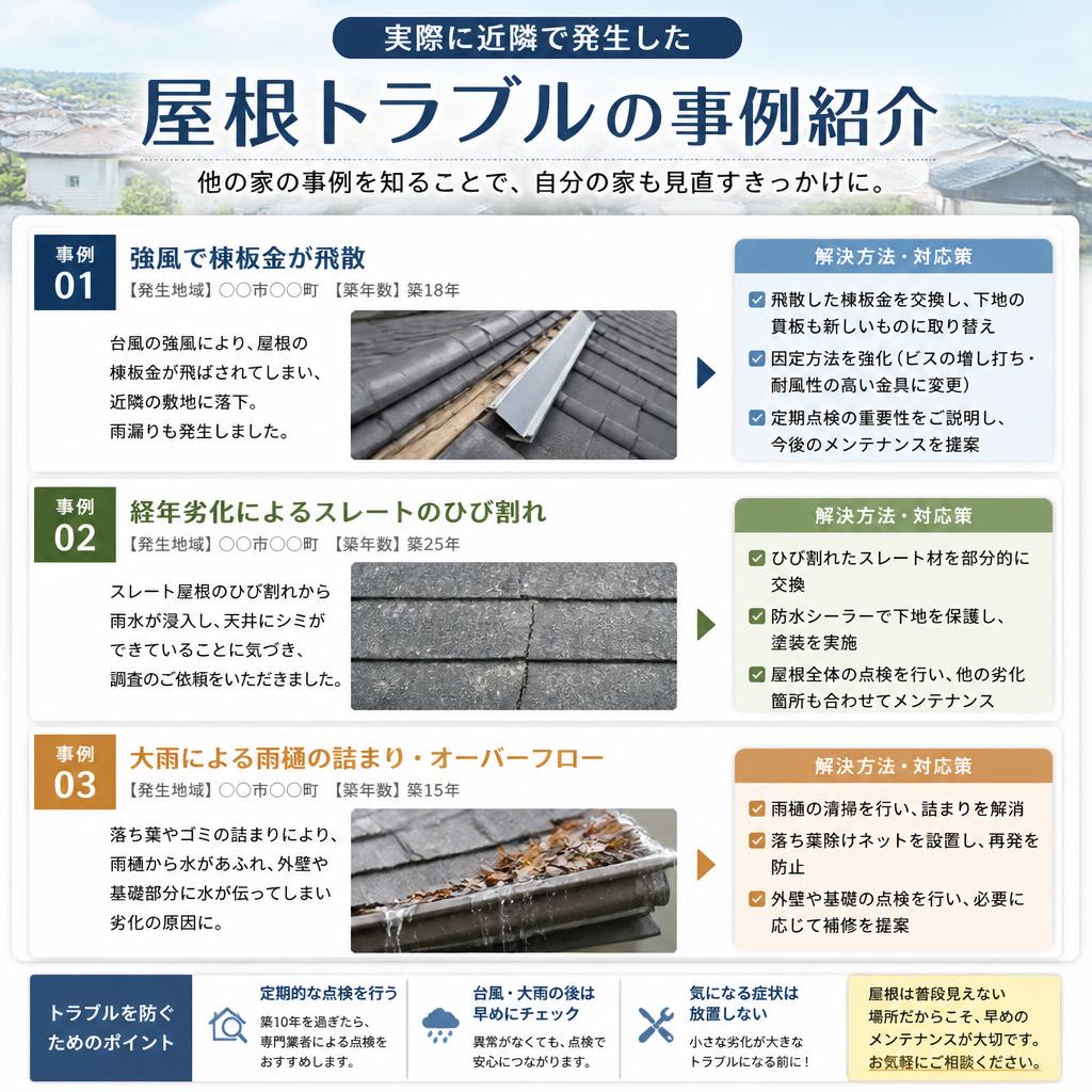 近所で目立つ屋根トラブルのケーススタディ