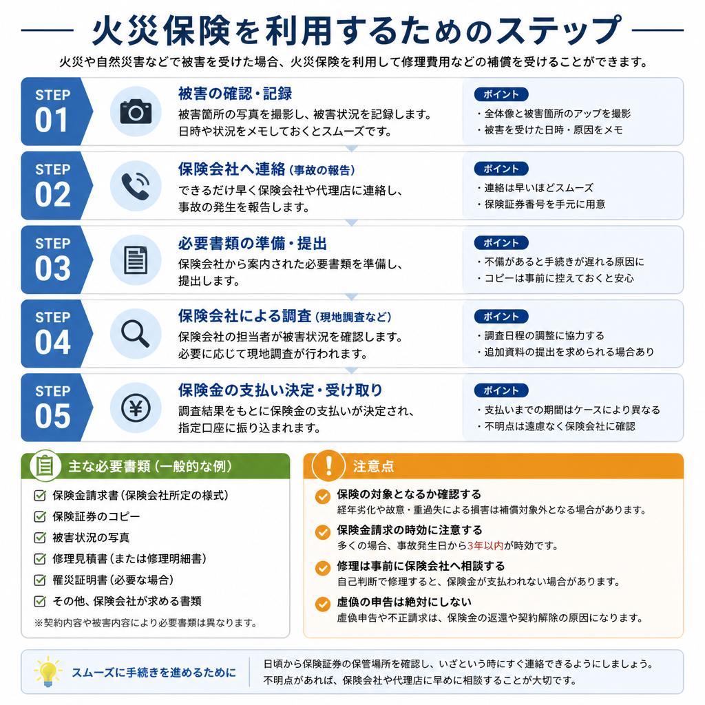 火災保険を使うためのステップ